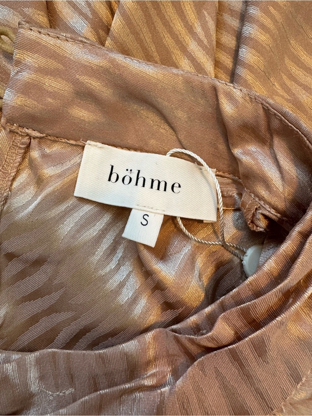 bohme Blush-Tan Long Sleeve Midi Dress with Waist Tie - Picture 8 of 13